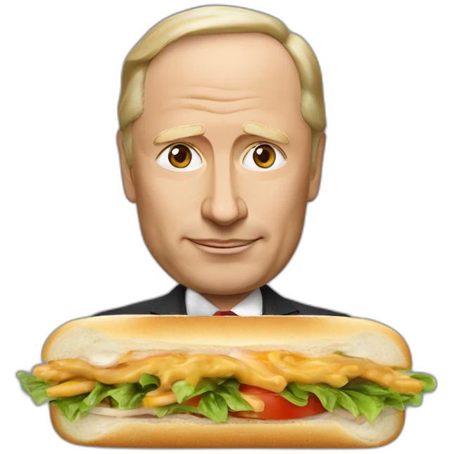 Vladimir Poutine mangeant un sandwich emoji