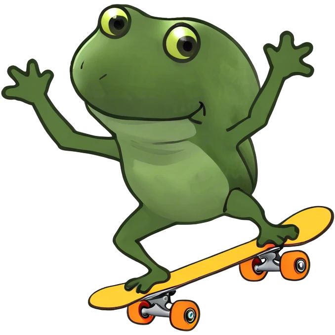 Frog skateboarding in summer emoji