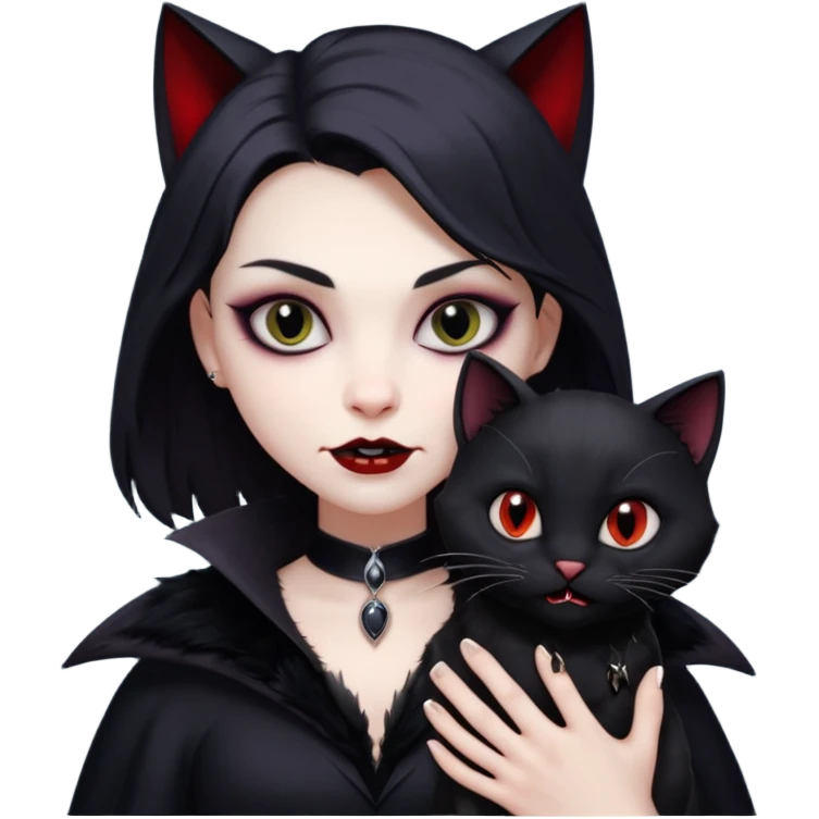 vampire holding a black cat emoji