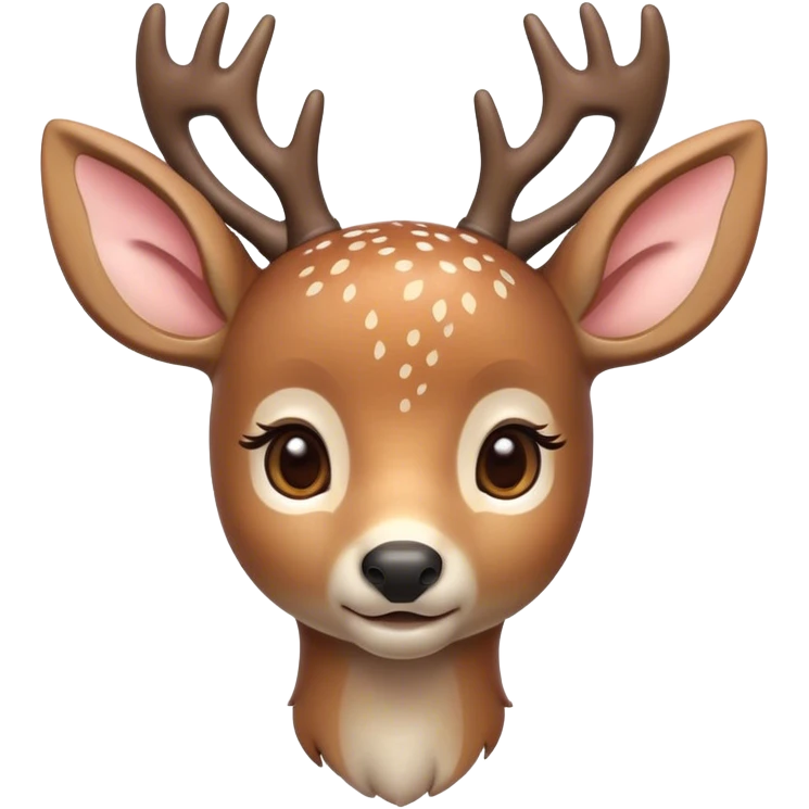 Cinematic Cute Deer Portrait Emoji, Head tilted playfully and inquisitively, showcasing a delicate coat speckled with subtle white spots and gentle earth tones, round, sparkling eyes filled with curious wonder, Simplified yet irresistibly adorable features, highly detailed, glowing with a warm, friendly glow, high shine, affectionate and graceful, stylized with a touch of woodland whimsy, bright and endearing, soft glowing outline, capturing the essence of a mischievous yet loving fawn, so playful it feels like it could skip out of the screen into your arms! emoji