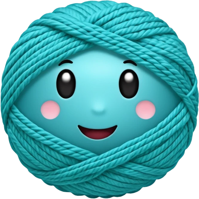 emoji de novelo de crochê na cor ciano emoji