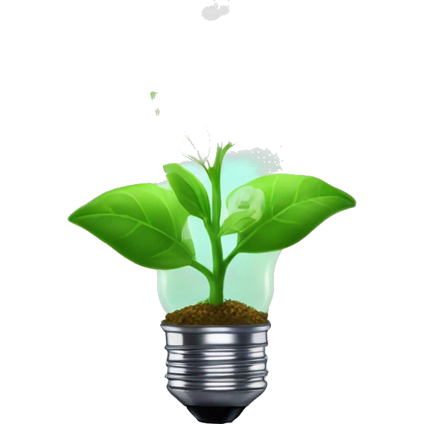 a plant sprout inside a glowing idea lightbulb emoji
