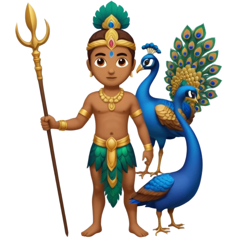 Add spear in Murugan's hand https://www.emojis.com/emoji/lord-murugan-with-peacock-2CT7AkyFuYy emoji