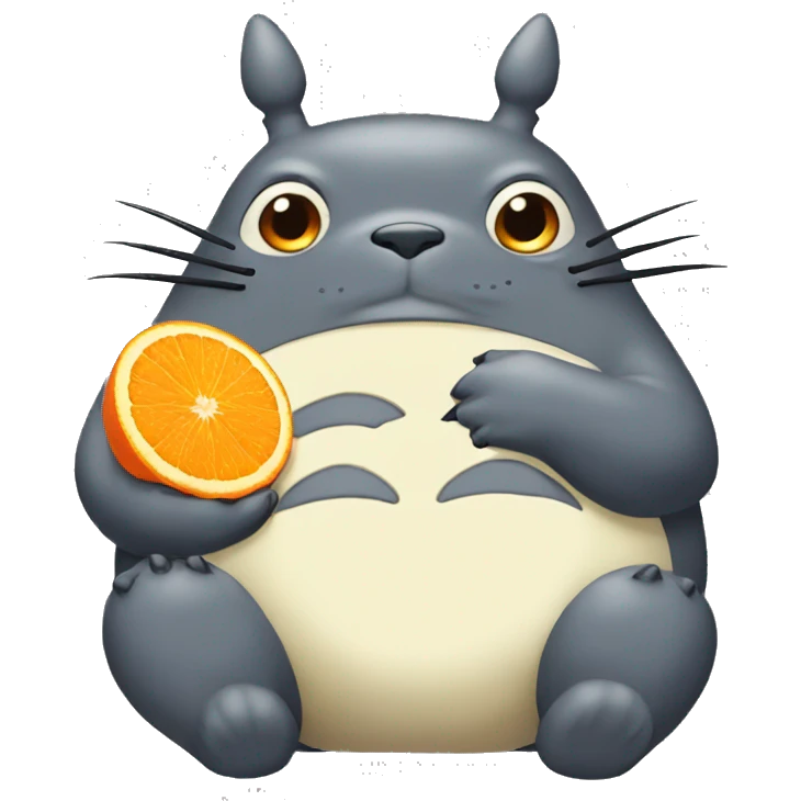 totoro eating orange emoji