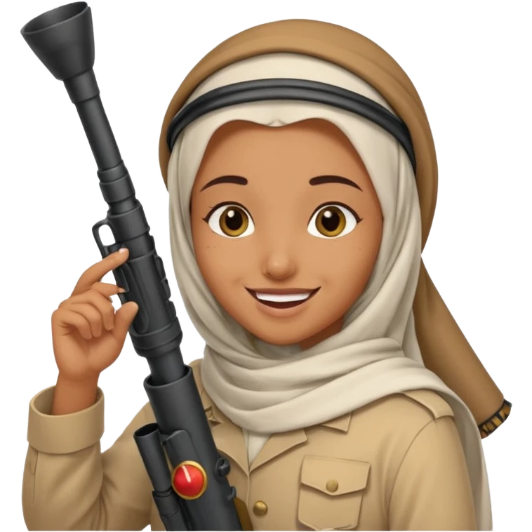 An emarati arab holding a bazooka while sending kisses emoji