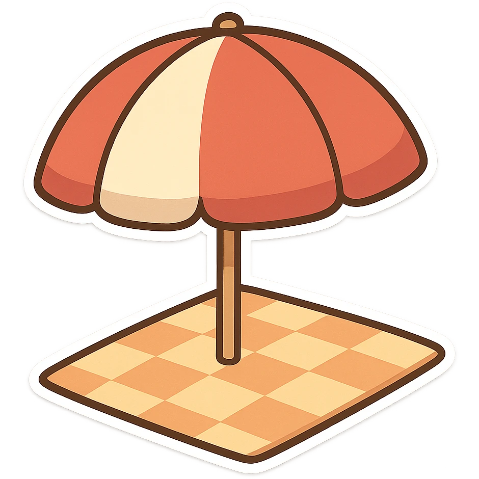 一个沙滩伞和方格小垫子 emoji