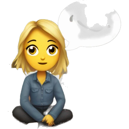  sticker of the girl surrounded by a messy room, with a thought bubble above her head reading "I'll clean this up later... maybe" emoji