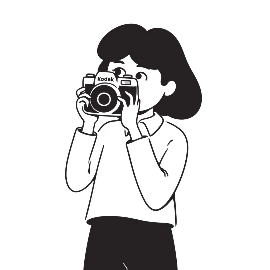 Photographer with vintage Kodak camera emoji