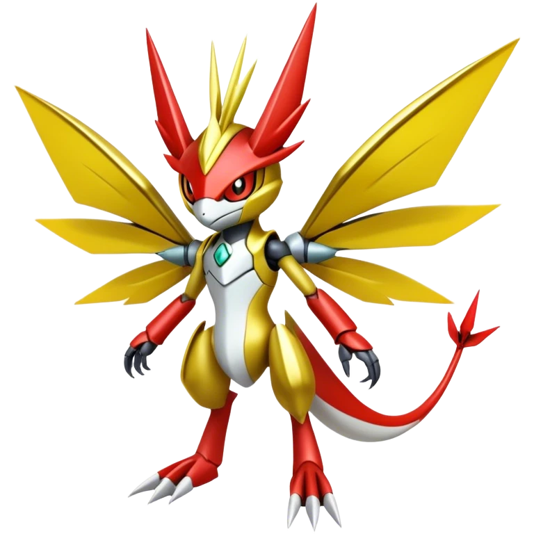 Cute Cool Edgy Shiny Ethereal Legendary Kartana-Digimon-Scizor-hybrid full body emoji