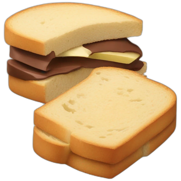 Piffin with crustless sandwich bread with piece of chocolate emoji