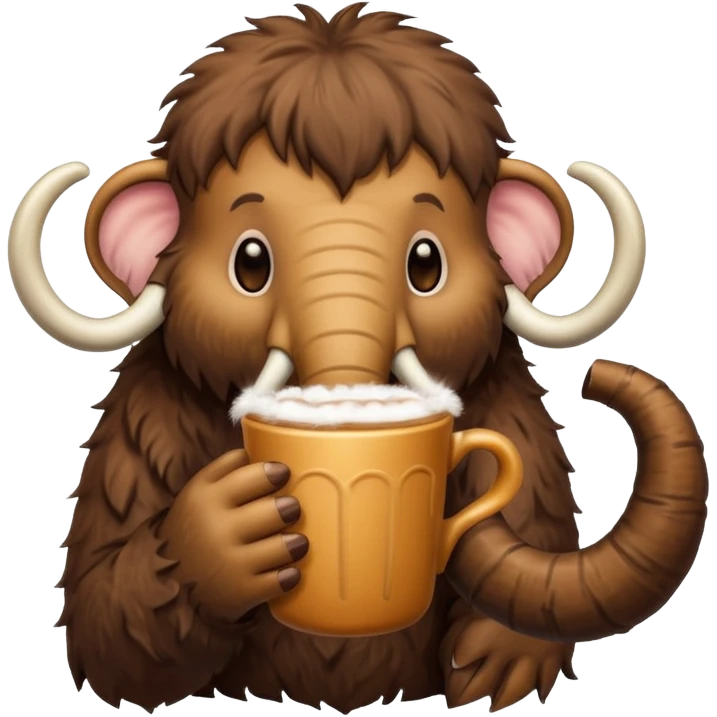 A mammoth who drinks a hot chocolate emoji
