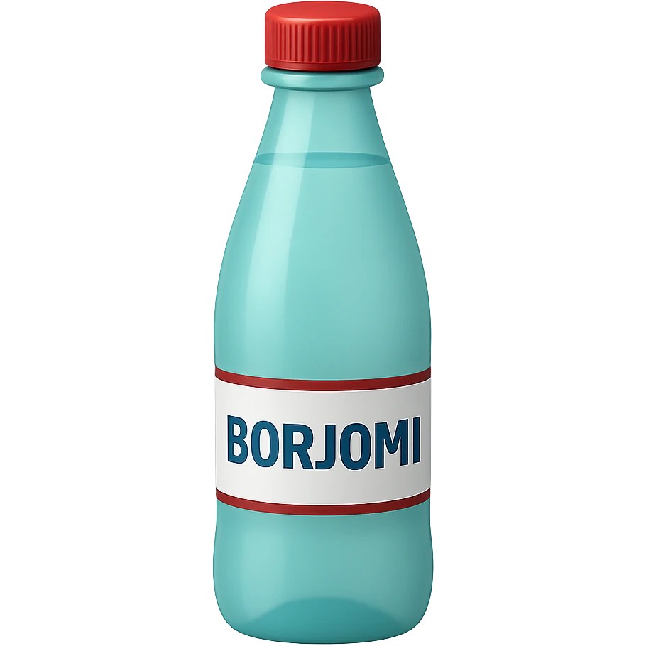 Borjomi water bottle emoji with label, variation 3 emoji