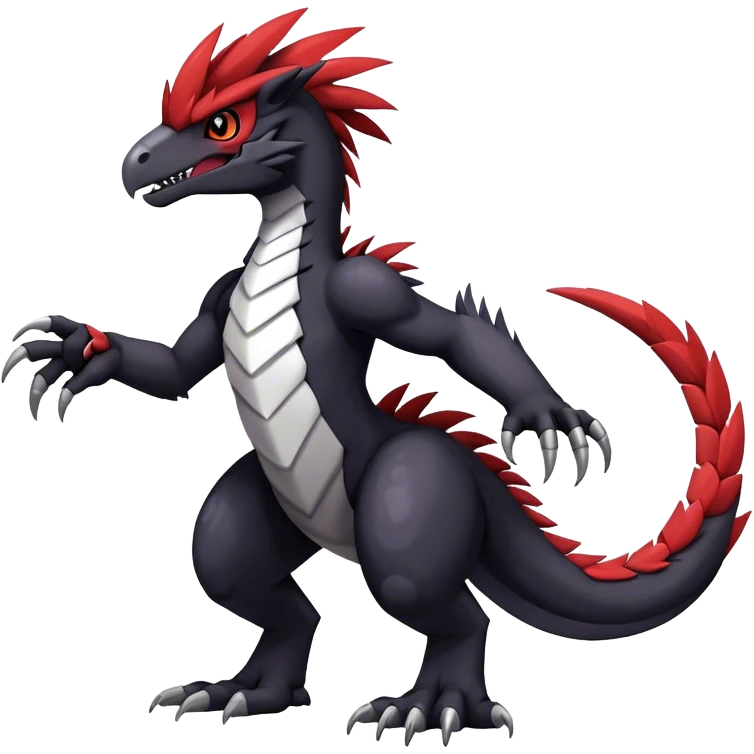 Dark Furry feather-mane Cool Edgy shiny Digimon-Fakemon-Guilmon-Velociraptor full body   emoji