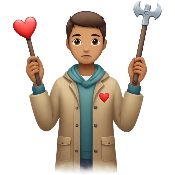 The image shows a person across a fog, emotional tones. In their hands, they carry 2 symbolic tools labeled “Compassion” and “Forgiveness,” suggesting healing after emotional pain-- hearts emoji