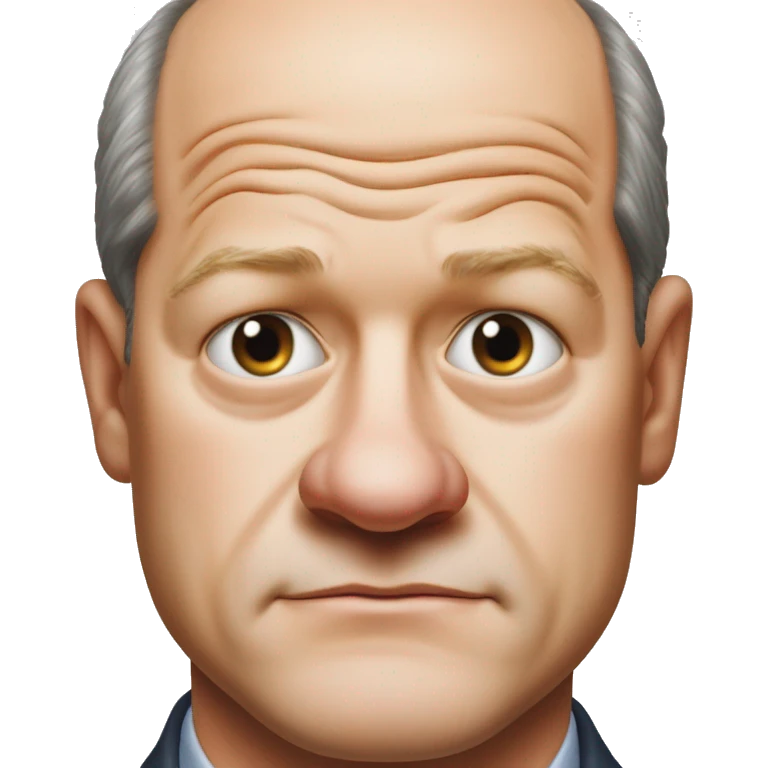 photorealistic Olaf Scholz embarrassed, guiltily shrugs ыфв emoji