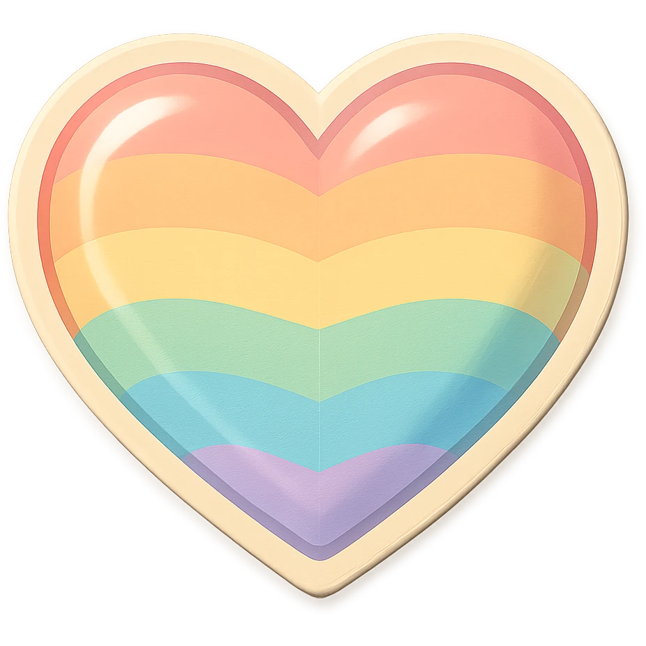 rainbow pride heart, pastel color palette, no text emoji