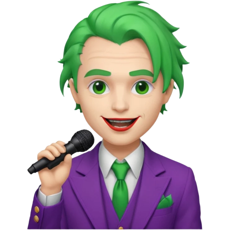 joker with, microphone, singing emoji
