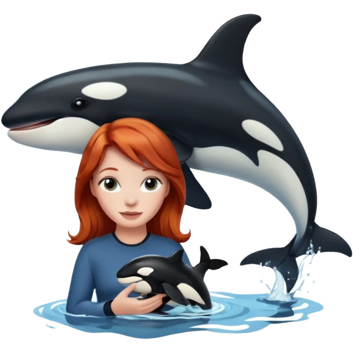 Red head holding an orca emoji