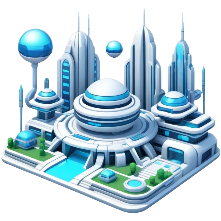Utopian Futuristic Modern Cyber Aesthetic Scenery Deco emoji