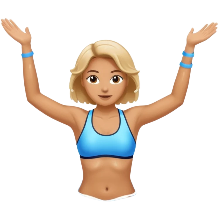 Lady doing aerobics in water with water splash emoji
