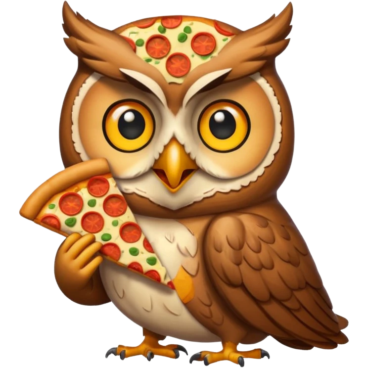 un gufo che mangia la pizza in formato emoji emoji