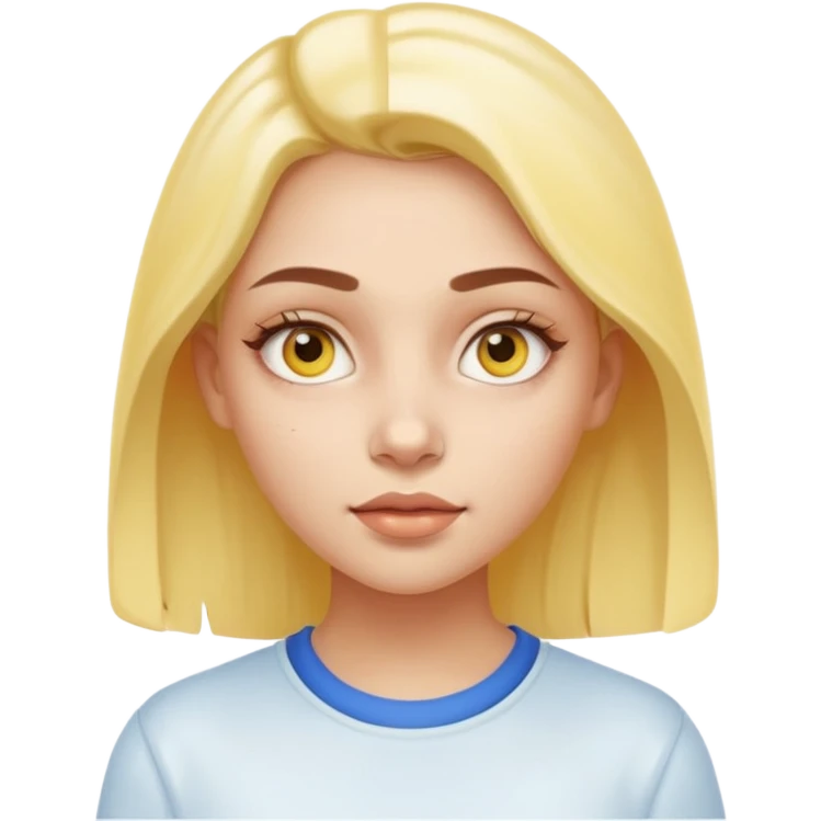 Generate a high-quality iPhone-style emoji of a girl with a small amount of yellow eye cream applied under the eyes, realistic shading, smooth gradient colors, subtle facial expression, simple white background, 3D cartoon-like style, high-resolution.


 emoji