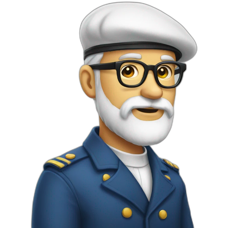 White beard - beret - glasses emoji