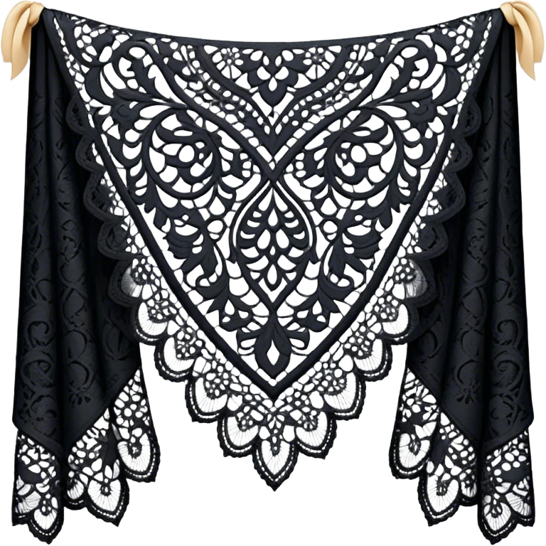 A simple black lace shawl with a delicate design emoji