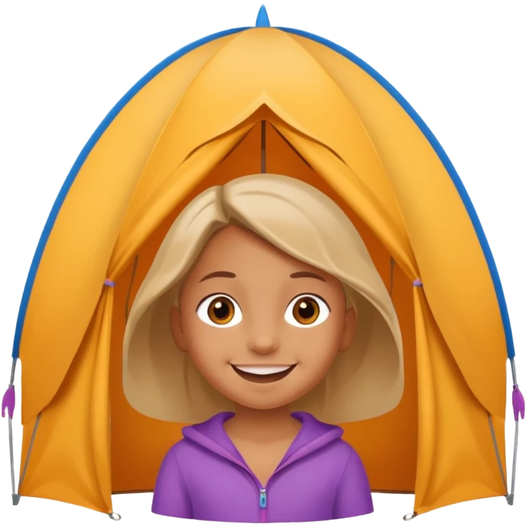 Seven-year-old girl on a trip under a tent emoji