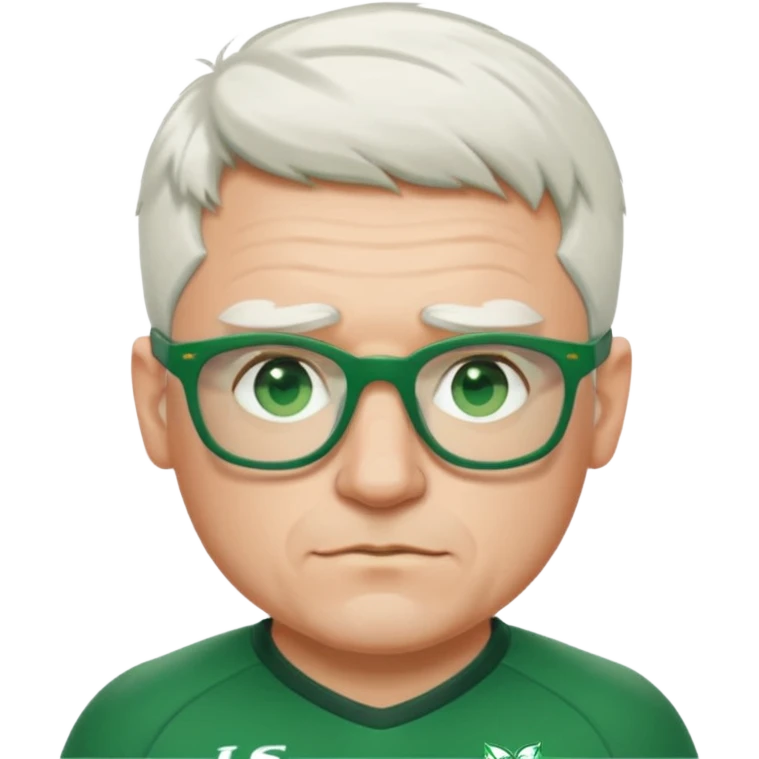 irish rugby player with very short white hair and green glasses emoji