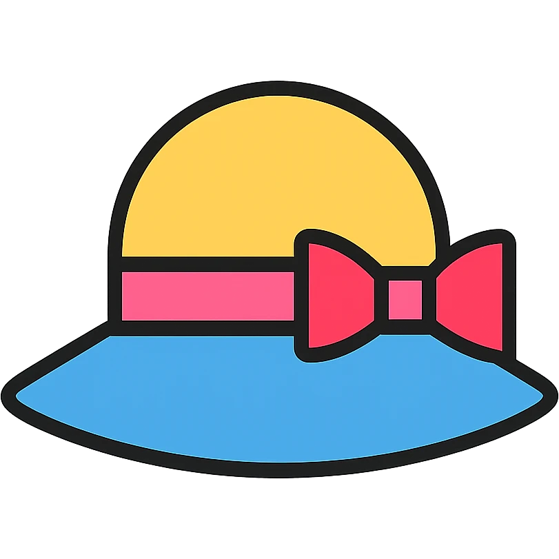 geometric Sophie hat icon inspired by Howl's Moving Castle, basic shapes, clear lines, stylized ribbon, modern icon style emoji