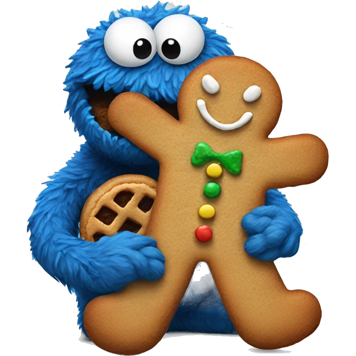 Cookie Monster eating gingerbread man emoji