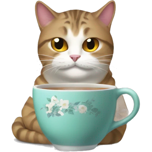 Judgmental cat sipping tea emoji