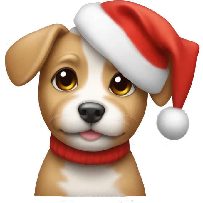 cute small puppy wearing christmas hat emoji