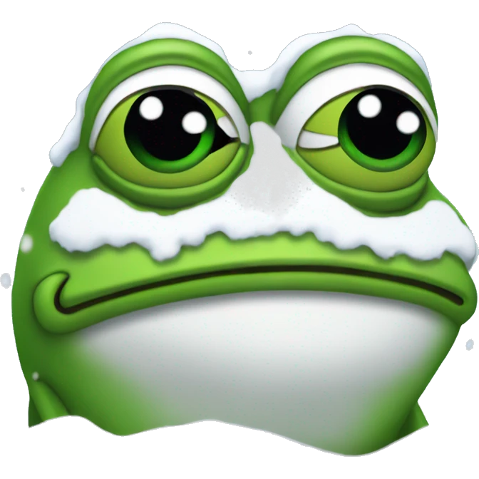pepe the frog covered in snow emoji