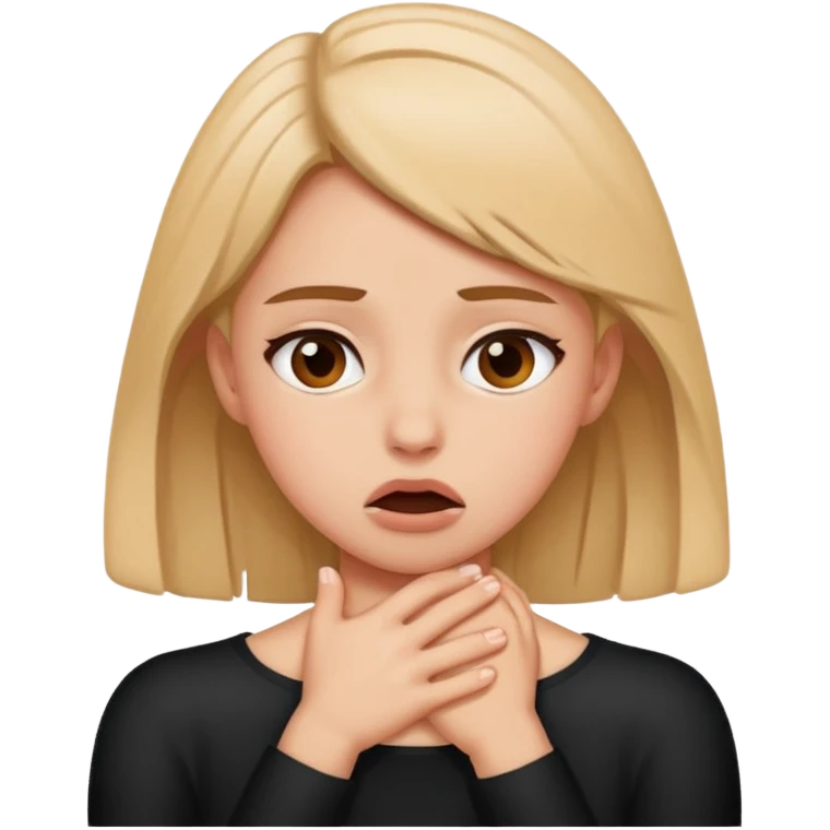 Girl pretending to choking herself out emoji