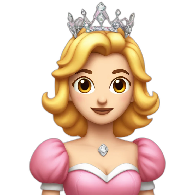 princess peach with tiara and dark bob emoji