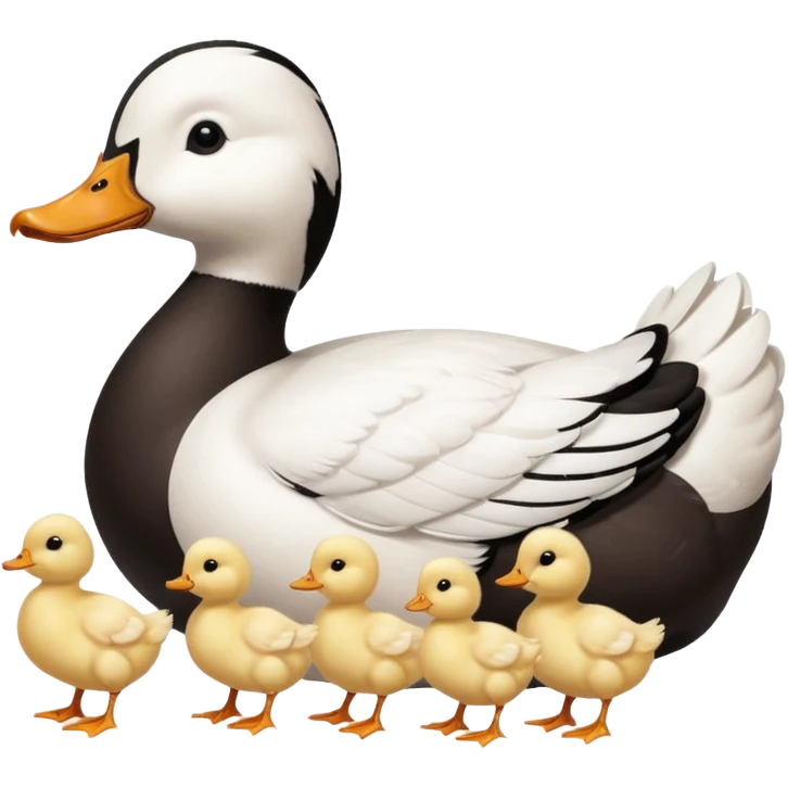 19 white pekin ducks and 1 black pekin duck with 14 small baby chickens emoji