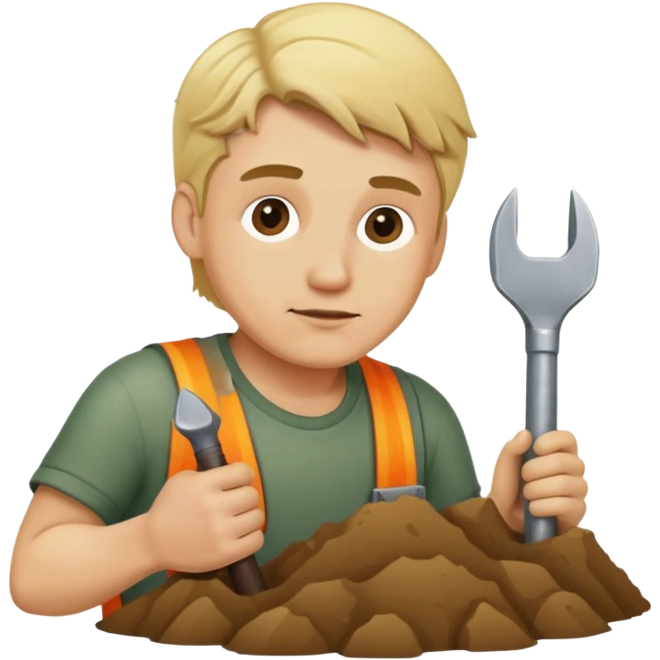 Blonde man digging holes emoji