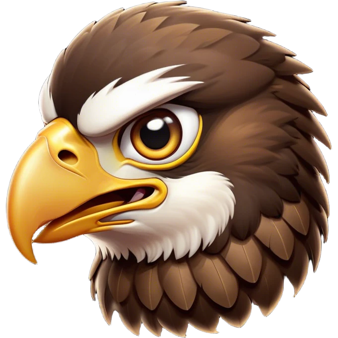 Cinematic Comical Hawk Portrait Emoji, Head tilted dramatically with an exaggeratedly shocked expression, featuring a sharply defined beak and wide, comically expressive eyes full of playful disbelief, Simplified yet hilariously expressive features, highly detailed, glowing with a slightly sassy glow, high shine, dramatic yet playful, stylized with an air of cheeky aerial mischief, soft glowing outline, capturing the essence of a meme-worthy hawk that looks ready to side-eye its way into viral fame! emoji