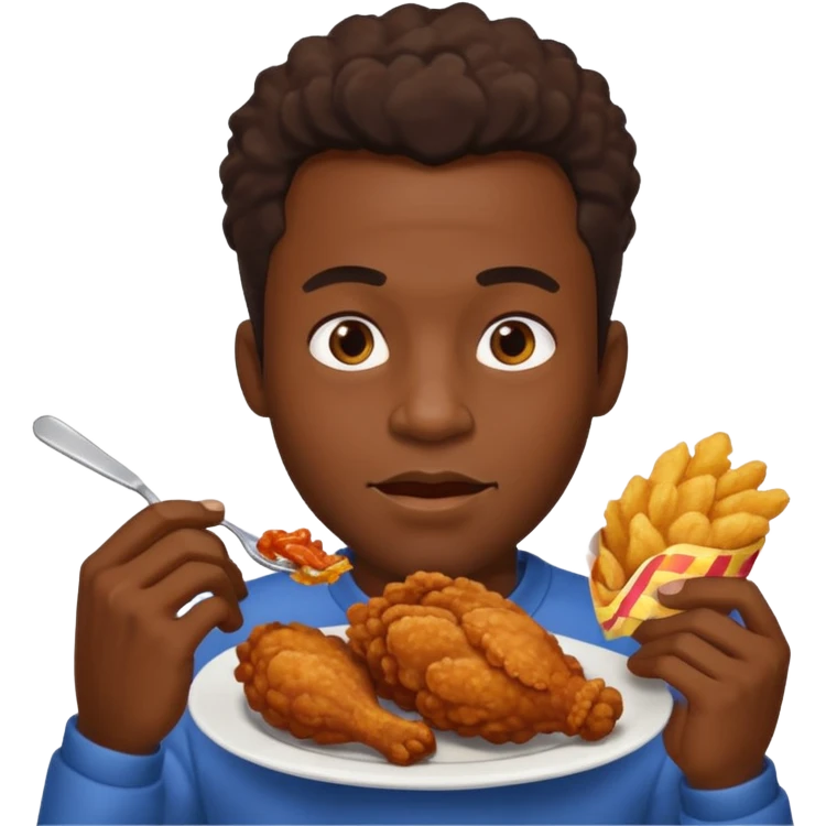 black man eating fried chicken emoji