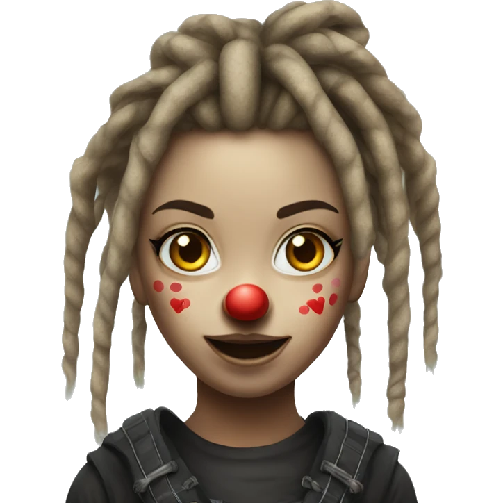 Clown ninja girl portrait, dreadlocks emoji
