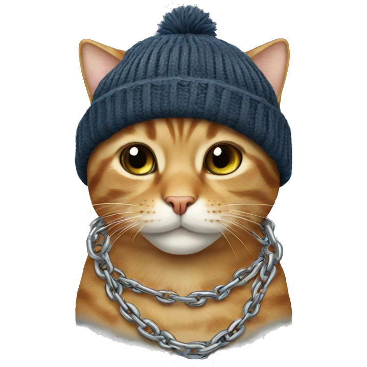 cat with chain and beanie emoji