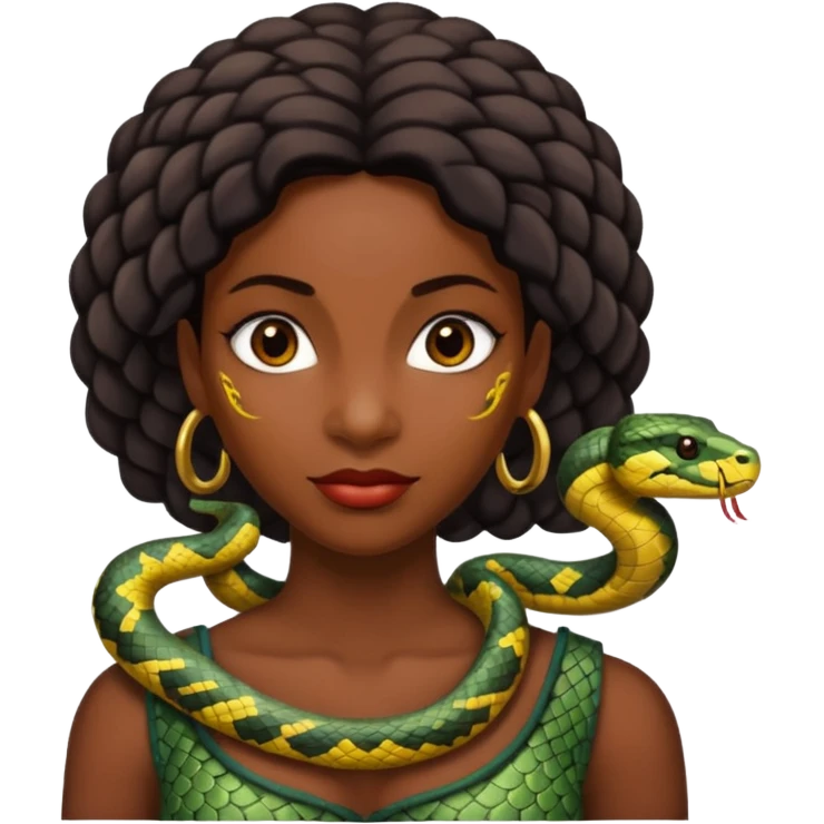 black woman with snake on shoulders emoji