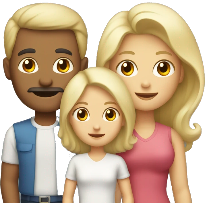 dark hair father and blond mother and two children emoji