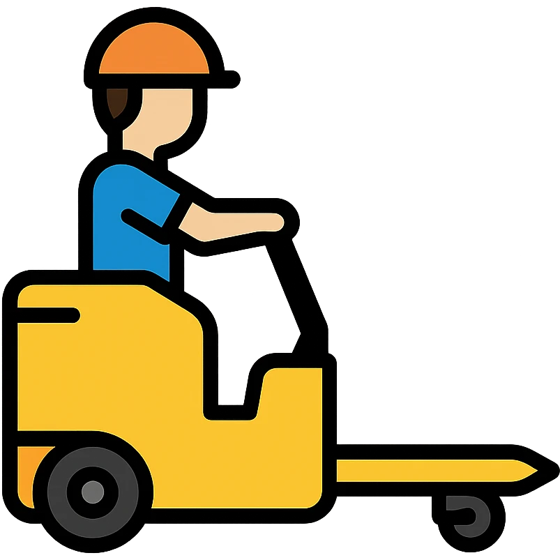 vibrant colorful icon of a person riding a pallet truck emoji