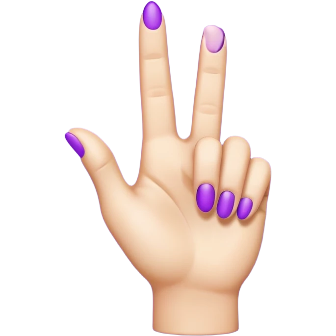 A 3D emoji-style human hand making a ‘pointing up with one finger’ gesture. The entire hand is colored in vibrant purple, with smooth glossy texture, simple shading, and no background. emoji