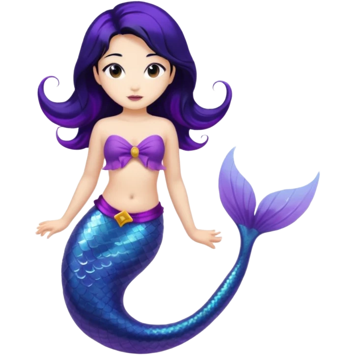 Asian mermaid with black hair and purple tail  emoji