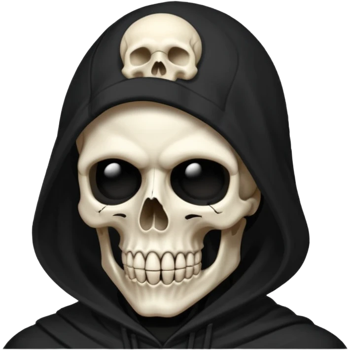 skull head, black hood, reaper emoji