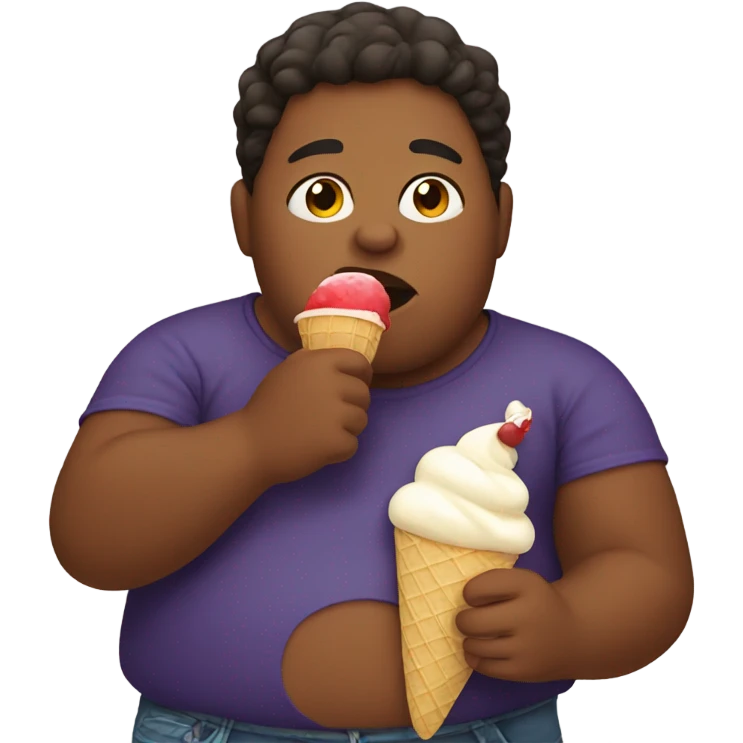 Fat brown kid eating icecream emoji